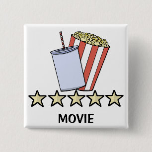 Badge Carré 5 Cm Critique de film personnalisée 5 étoiles Popcorn B