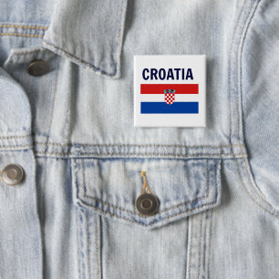 Badge Carré 5 Cm Croatie - Bouton drapeau de Croatie