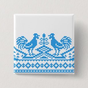 Badge Carré 5 Cm Crochet bleu Rooster