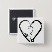 BADGE CARRÉ 5 CM CROCHET DE PÊCHE (Devant & derrière)