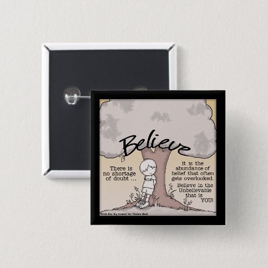 Badge Carré 5 Cm Croire l'arbre (Devant & derrière)