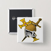 Badge Carré 5 Cm Croiseur Casque Croix & épée (Devant & derrière)