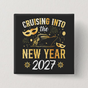 Badge Carré 5 Cm Croisière dans le Nouvel An 2027 Carré