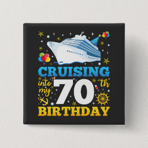 Badge Carré 5 Cm Croisière Dans Mon Carré De Fête D'Anniversaire 70