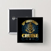 Badge Carré 5 Cm Croisière du 50e anniversaire (Devant & derrière)