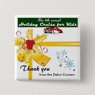 BADGE CARRÉ 5 CM CROISIÈRE POUR LE BOUTON D'ENFANTS