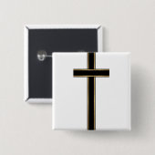 Badge Carré 5 Cm Croix chrétienne (Devant & derrière)