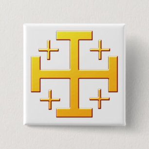 Badge Carré 5 Cm Croix de Jérusalem croix Jérusalem