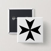 Badge Carré 5 Cm Croix de Malte noire (Devant & derrière)