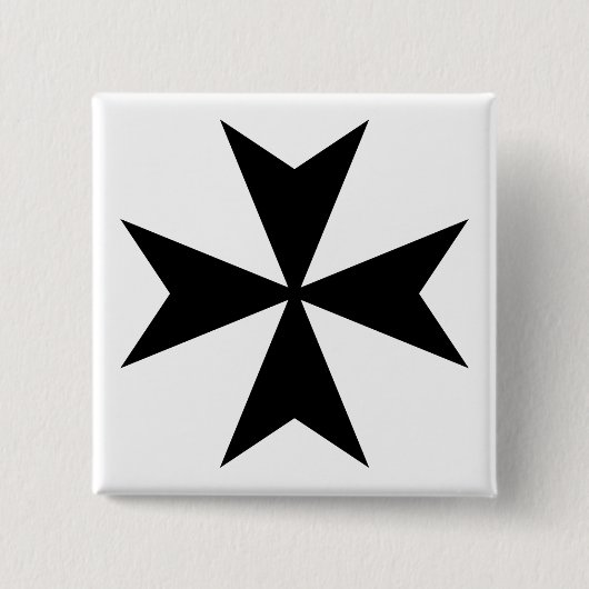 Badge Carré 5 Cm Croix de Malte noire (Devant)