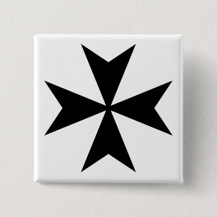 Badge Carré 5 Cm Croix maltaise noire