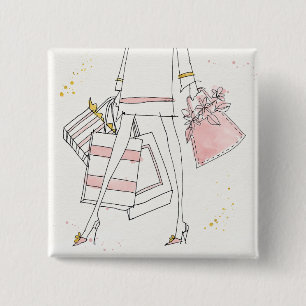 Badge Carré 5 Cm Croquis rose moderne sauvage de mode d'Apple