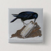 Badge Carré 5 Cm Crow and Harmonica (Devant)