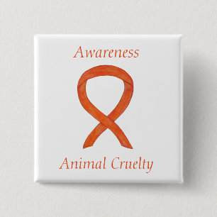 Badge Carré 5 Cm Cruauté animale Ruban de sensibilisation à l'orang