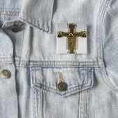 Badge Carré 5 Cm Crucifix 2 (En situation)