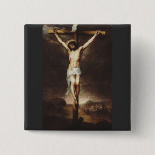 Badge Carré 5 Cm Crucifixion par Bartolome Esteban Murillo