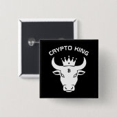 Badge Carré 5 Cm Crypto King Personnalisé Noir (Devant & derrière)