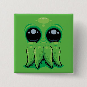 Badge Carré 5 Cm Cthulhu Mignon Visage De Cthulhu Mignon