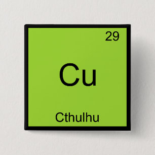 Badge Carré 5 Cm Cu - Cthulhu T-Shirt de chimie drôle symbole d'élé