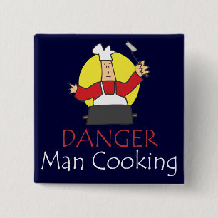 Badge Carré 5 Cm Cuisine d'homme de danger