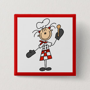 Badge Carré 5 Cm Cuisinière Féminine Avec Maniques et Cuillère en B