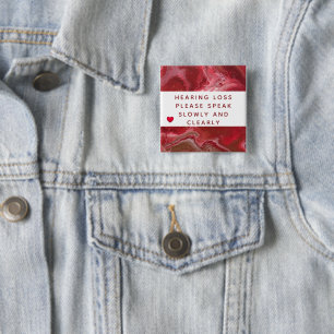 Badge Carré 5 Cm Cuivre rouge Perte auditive Abstraite du coeur 2 p