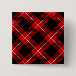 Badge Carré 5 Cm Cunningham Tartan rouge noir
