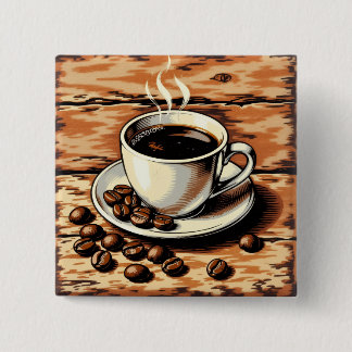 Badge Carré 5 Cm Cup of coffee