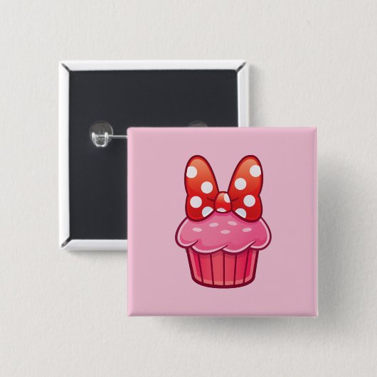 Badge Carré 5 Cm Cupcake Button (Devant & derrière)