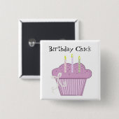 Badge Carré 5 Cm Cupcake d'anniversaire avec bougies (Devant & derrière)