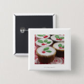 Badge Carré 5 Cm cupcakes de Noël (Devant & derrière)
