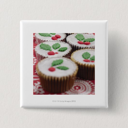 Badge Carré 5 Cm cupcakes de Noël (Devant)