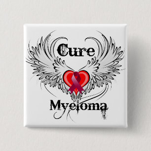 Badge Carré 5 Cm Cure Myeloma Heart Tattoo ailes