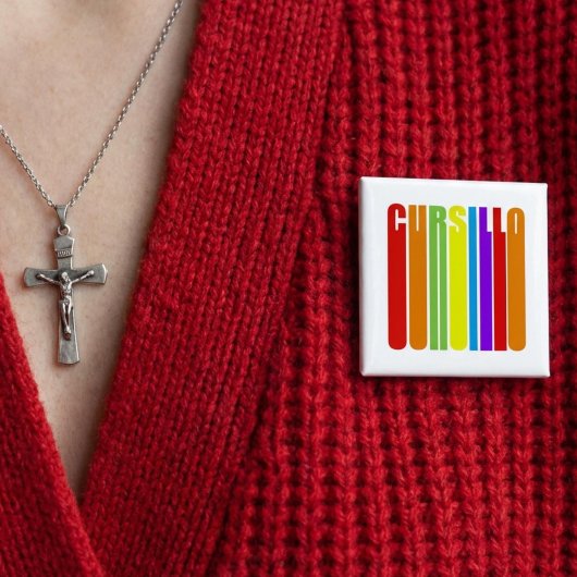 Badge Carré 5 Cm Cursillo Colorful Elongated Text Christian Faith