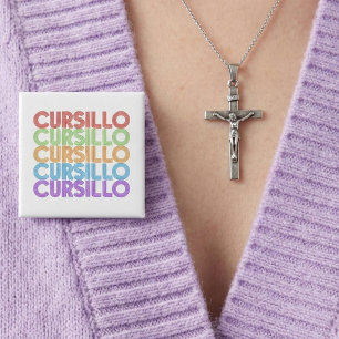Badge Carré 5 Cm Cursillo Pile Coloré de DeColores Arc-en-Ciel