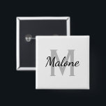 Badge Carré 5 Cm Custom<br><div class="desc">Custom name monogram square shape 2 inch button. Classy black and white design with stylish vintage hand lettering typographiy. Elegant custom design for friends, family, bride, bridesmaid, maid of honor, flower girl, wedding guests, etc. Custom monogrammed initial letter with elegant script. Change quantity to get the cheap bulk price Make...</div>