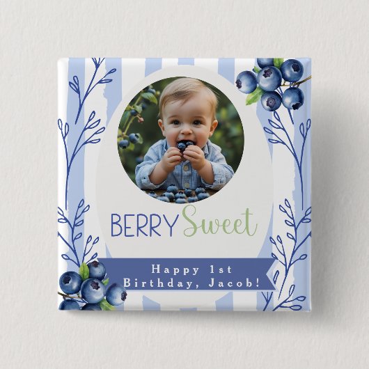 Badge Carré 5 Cm Custom  Berry Sweet Birthday photo Button (Devant)