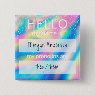 Badge Carré 5 Cm Custom HELLO Mon Nom Pronounouns Est Un Insigne