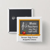 Badge Carré 5 Cm Customisez vos professeurs de musique Jouez à la b (Devant & derrière)