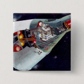 Badge Carré 5 Cm Cutaway Un Appareil Spacecraft Gemini À Deux Perso (Devant)