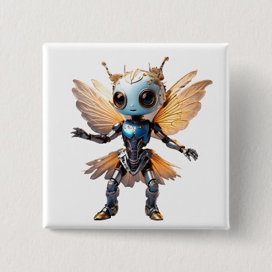 Badge Carré 5 Cm Cute Ant Girl Dancing Robot Pixie (Devant)