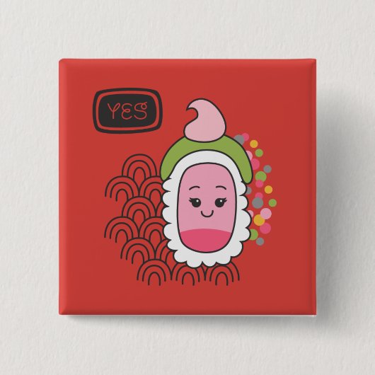 Badge Carré 5 Cm Cute asiatique Kawaii Sushi (Devant)