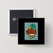 Badge Carré 5 Cm Cute Canard (Devant & derrière)