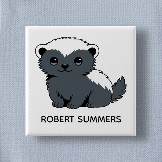 Badge Carré 5 Cm Cute Cartoon Honey Badger Custom Name