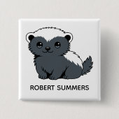 Badge Carré 5 Cm Cute Cartoon Honey Badger Custom Name (Devant)