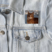 Badge Carré 5 Cm Cute chat (En situation)