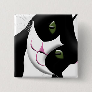 Badge Carré 5 Cm Cute chat
