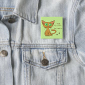 Badge Carré 5 Cm Cute Chat Mange Ton Cookie (En situation)