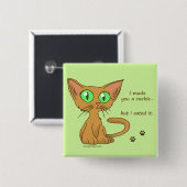 Badge Carré 5 Cm Cute Chat Mange Ton Cookie (Devant & derrière)