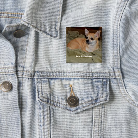 Badge Carré 5 Cm Cute Chihuahua Repose (En situation)